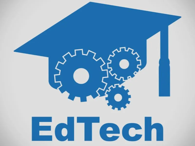 Illustration of a graduation cap with gears representing education technology