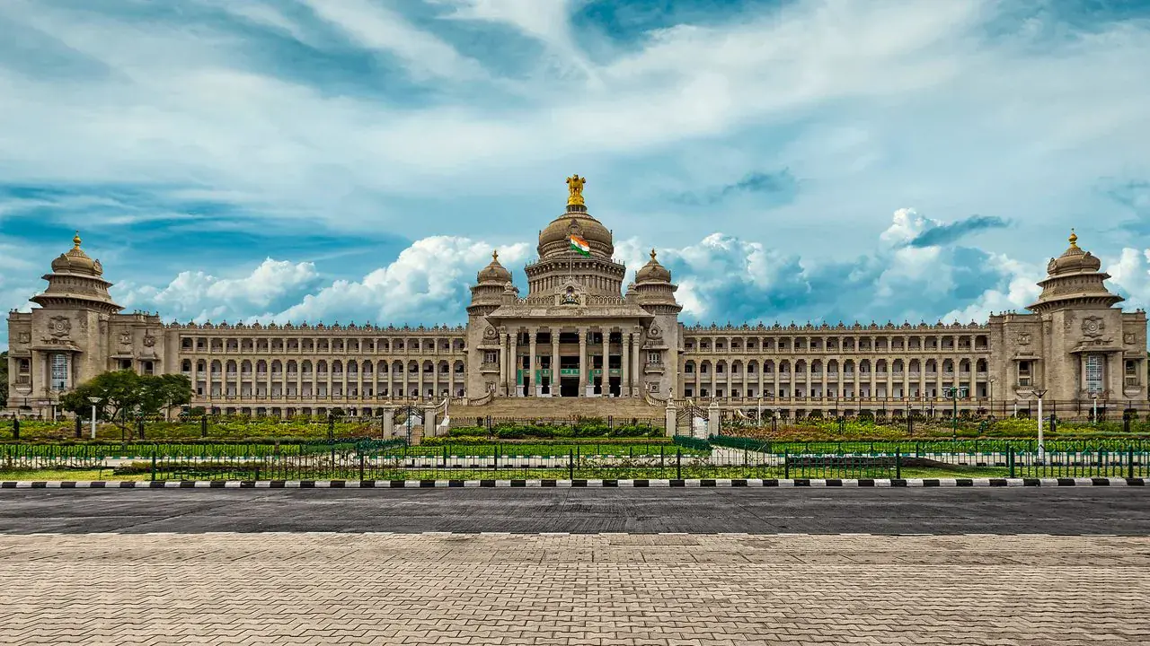 Vidhana Soudha, the state legislature building in Bangalore