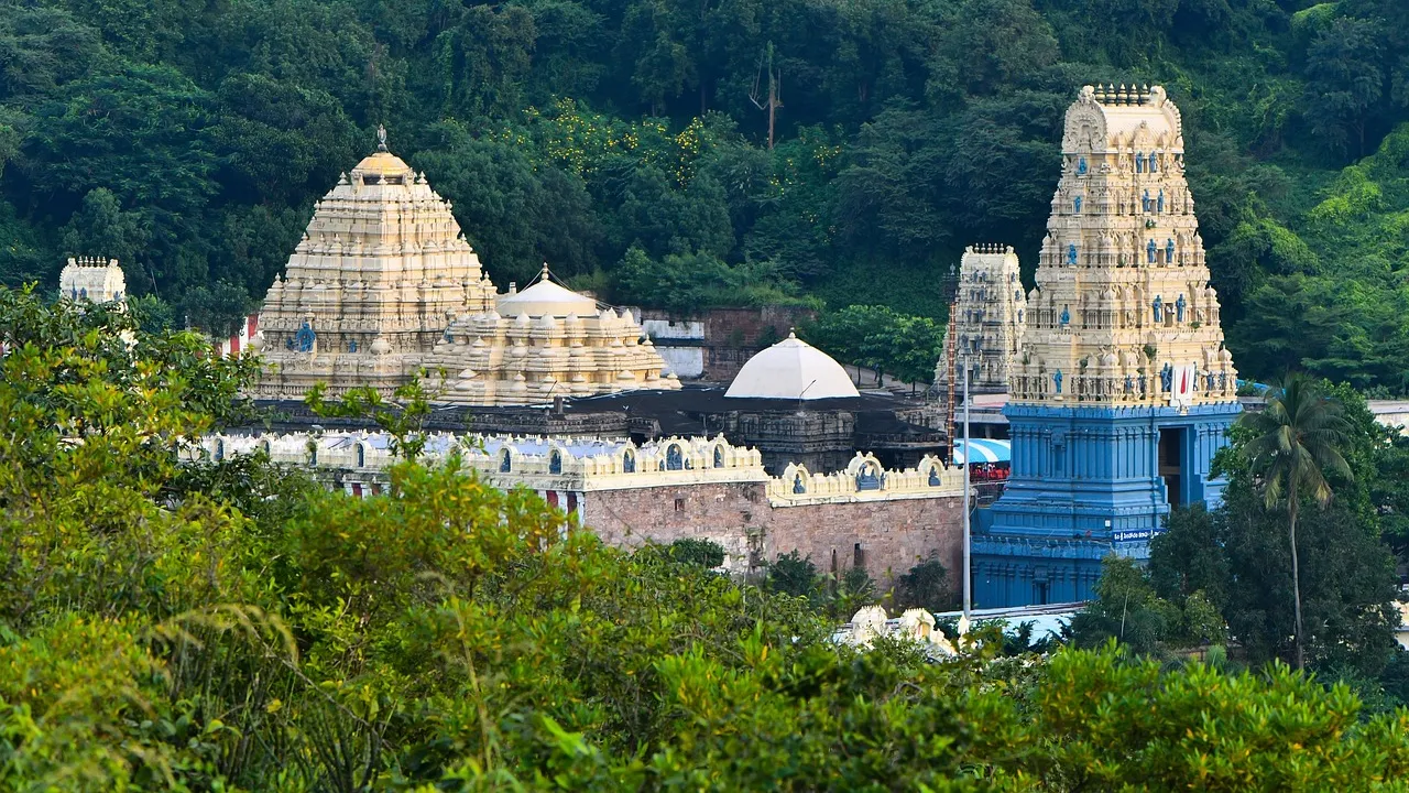 Simhachalam temple complex on a forested hillside in Visakhapatnam